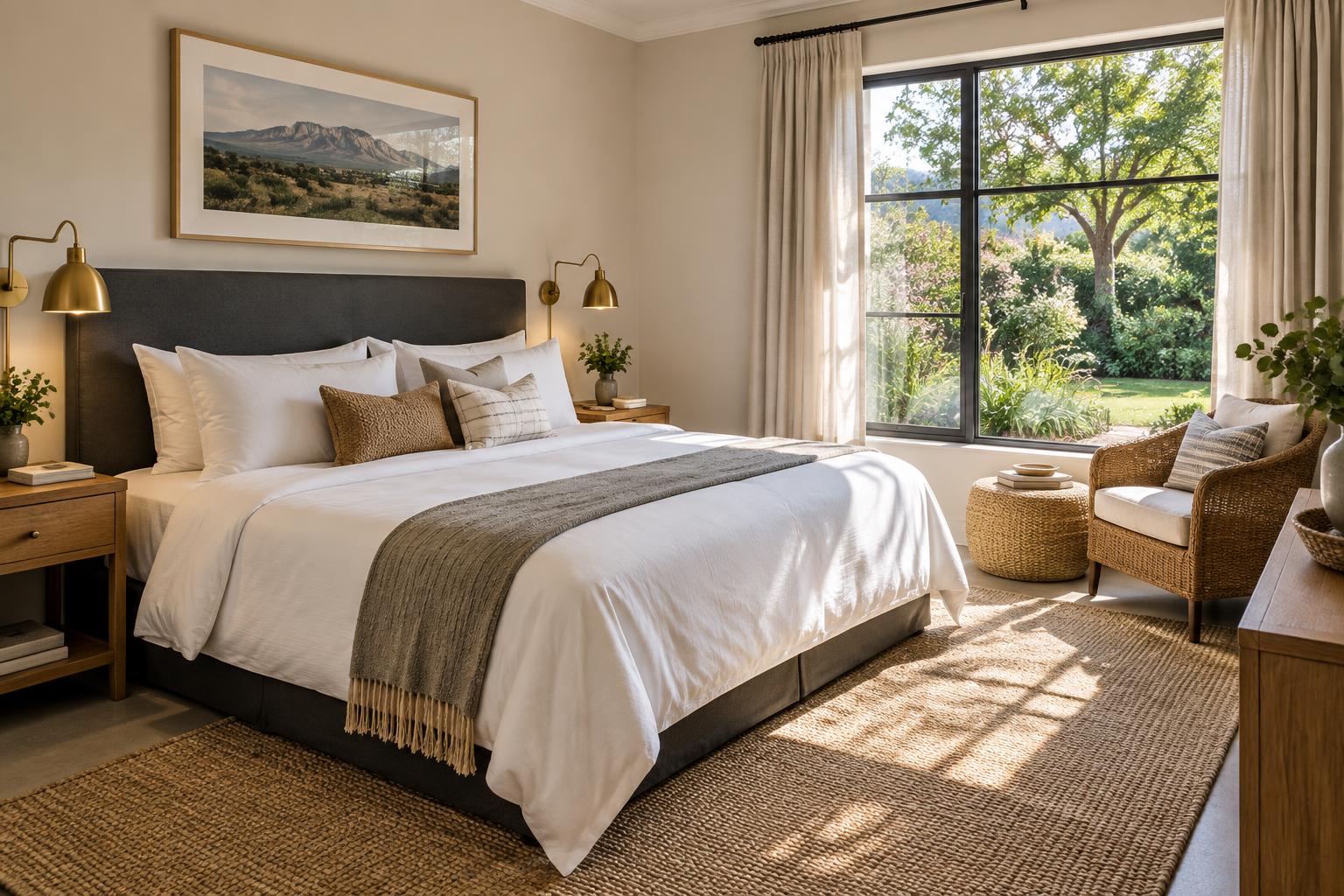 Illustrative image of a bright, welcoming guest room